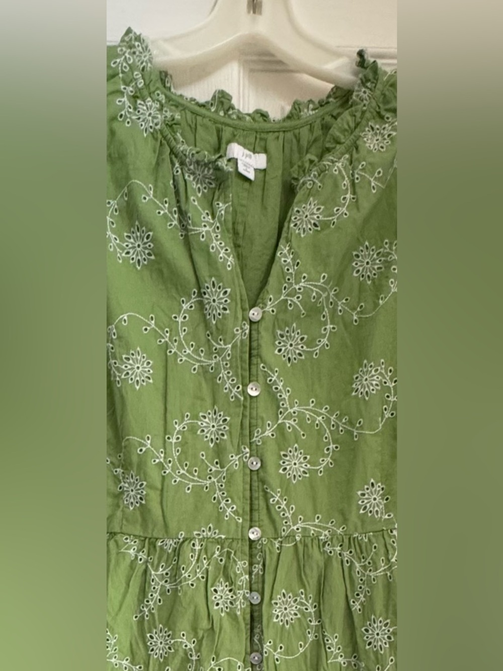 J. Jill Green Linen Dress with Embroidery